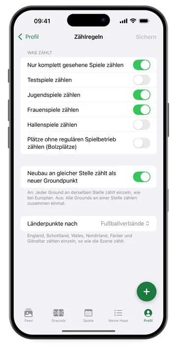 Zählregeln: festlegen, welche Spiele zählen und wie Länderpunkte gezählt werden