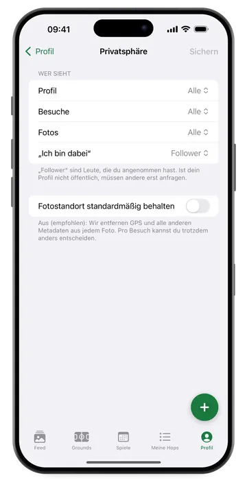 Privatsphäre-Einstellungen: wer Profil, Besuche, Fotos und Zusagen sieht